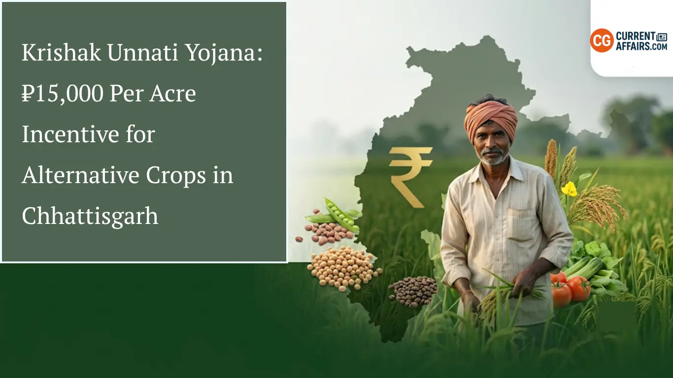 Krishak Unnati Yojana Chhattisgarh: ₹15,000 Per Acre Incentive for Alternative Crops in CG
